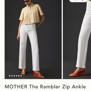 MOTHER The Rambler Zip Ankle Cream Jeans